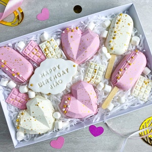Pink Treat Box for Her Belgian Chocolate Cakesicle Unique Gift ...