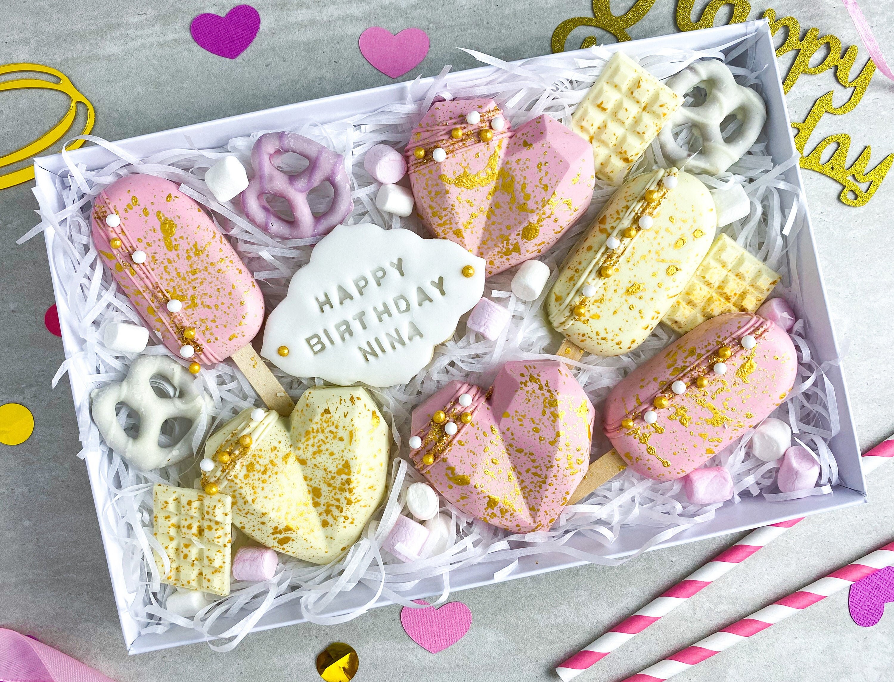 Pink Treat Box for her Belgian Chocolate Cakesicle Unique | Etsy