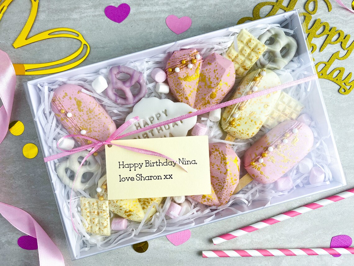 Pink Treat Box for her Belgian Chocolate Cakesicle Unique | Etsy