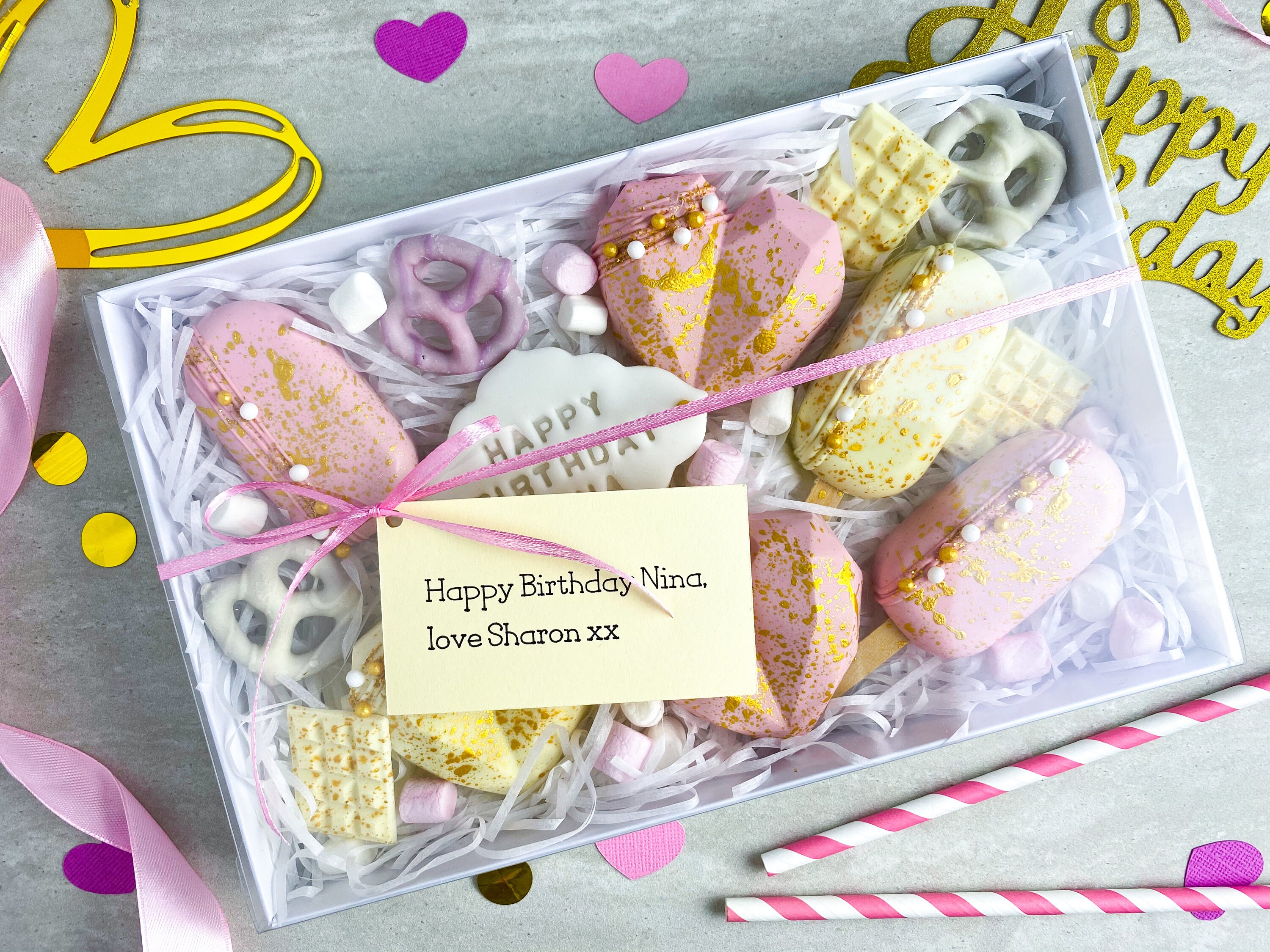 Pink Treat Box for her Belgian Chocolate Cakesicle Unique | Etsy