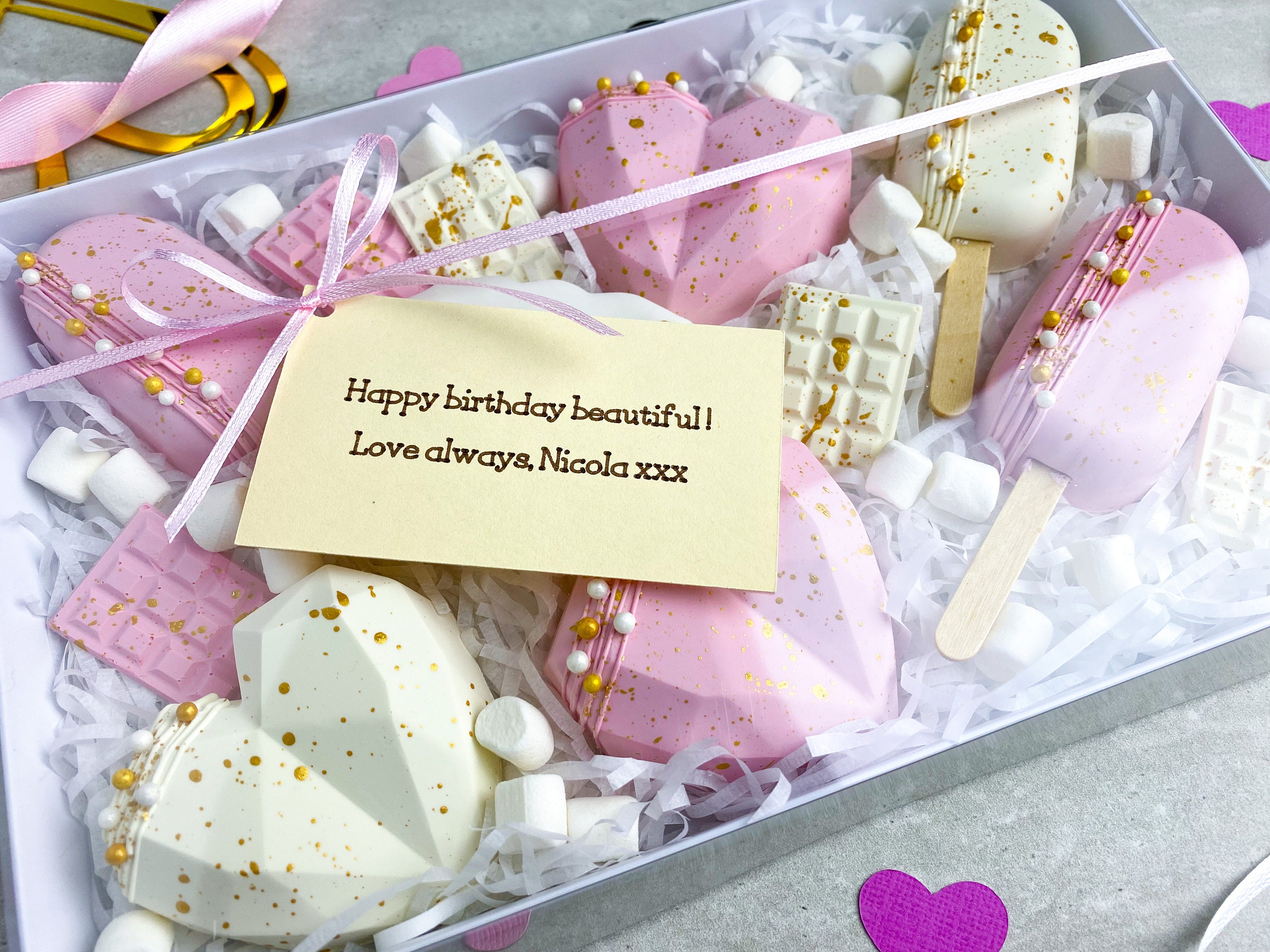 Pink Treat Box for Her Belgian Chocolate Cakesicle Unique | Etsy UK