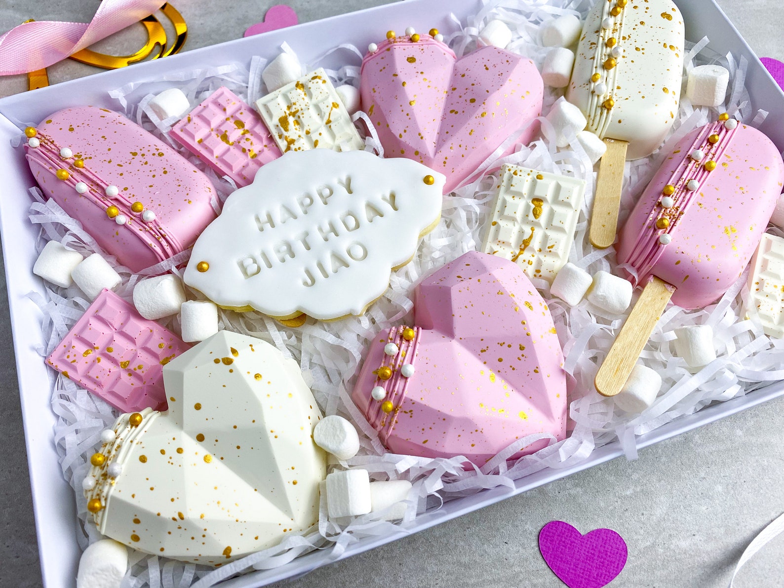 Pink Treat Box for Her Belgian Chocolate Cakesicle Unique | Etsy UK