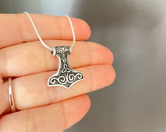 Viking Thor's Hammer Mjolnir Pendant, Sterling silver Thor's hammer pendant, Necklace Thors hammer, Scandinavian jewelry, Mjolnir Necklace