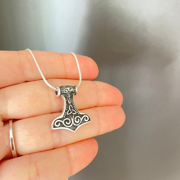 Viking Thor's Hammer Mjolnir Pendant, Sterling silver Thor's hammer pendant, Necklace Thors hammer, Scandinavian jewelry, Mjolnir Necklace