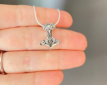 Small Viking Thor's Hammer Mjolnir Pendant, Sterling silver Thors hammer pendant Necklace Thors hammer Scandinavian jewelry Mjolnir Necklace