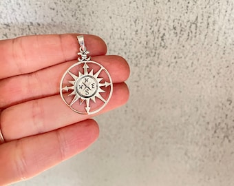 Compass Pendant Sterling Silver Compass jewelry, Compass necklace, Compass gift, Travel Jewelry, Graduation necklace, Graduation Gift