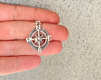 Compass Pendant Sterling Silver Compass jewelry, Compass necklace, Compass gift, Travel Jewelry, Graduation necklace, Graduation Gift