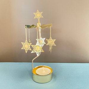 Spinning candle holders art deco start, Rotary candle holder, Spinning golden star, Candle carousel, Christmas tea light holder, Friend gift