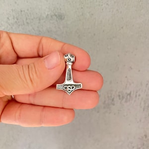 Viking Thor&#39;s Hammer Mjolnir Pendant, Sterling silver Thors hammer pendant Necklace Thors hammer Scandinavian jewelry Mjolnir Necklace