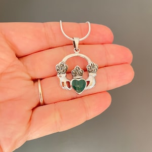 Claddagh Necklace, 925 Sterling Silver Claddagh Pendant, Celtic jewelry, Irish jewelry, Claddagh jewelry, Friendship jewelry, With marcasite