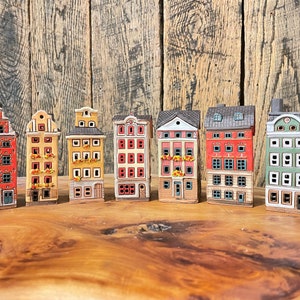 Mini houses set Stockholm, Ceramic house tealight, Swedish Christmas, Ceramic candle house, Swedish houses, Swedish gifts, Swedish decor