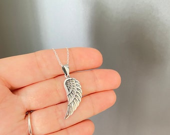 Angel wing pendant. Angel wing necklace, Silver angel wing, Silver angel wing necklace, Angel wing jewelry, Wing sterling silver 925