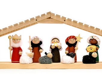 木製 クリスマス 降誕セット 人形 飾り　イエスキリスト　　　シュタイナー教育 キリスト降誕セット | 木製キリスト降誕セット | 小さな木製キリスト