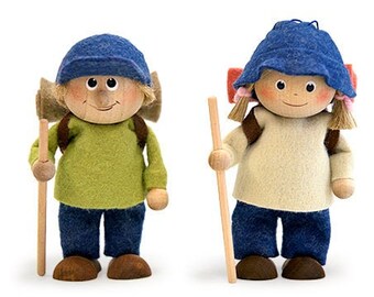 Hiking girl. Hiking boy. Hiking trip. Hiker gift. Gnome Christmas ornament with string. Gift to the hiker. Hiking gnome. Hiking ornament