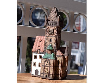 Ceramic candle house and aroma lamp in one. Candle holder. Home decoration. Ceramic house tealight. Candle house. Christmas village houses