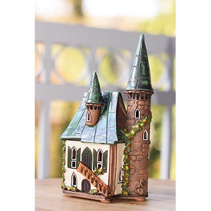 Candle holder, Ceramic candle house and aroma lamp in one, Home decor, Christmas gift, Housewarming Gift, Ceramic house tealight