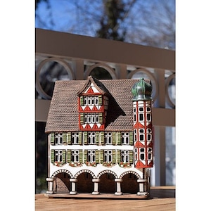 Real building in Germany. Ceramic house tealight. Candle Holder. Handmade ceramic candle house. Christmas village houses