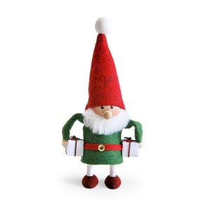 Santa Christmas ornament, Green Santa with two gifts, Scandinavian gifts, Swedish gifts, Swedish decor, Gnome ornament, Tomte, Nisse