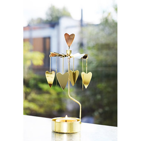 Bougeoir Rotatif Thermique - Lanterne Tournante à Bougie, Acier Inoxydable, 9 X 22 Cm, Pour Décoration Table, Mariage, Dîner Romantique (Bougie Non Incluse)