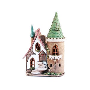 Ceramic house tealight, Candle holder, Ceramic candle house and aroma lamp in one, Christmas gift, Candle house, Christmas village houses