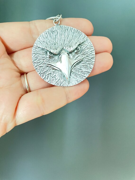 American Eagle Pendant Sterling Silver Eagle Necklace Eagle gifts Eagle head Men Jewelry Patriotic Jewelry Bald Eagle Head Etsy