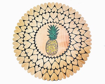 Trivet wood, Trivet with hearts, Trivets for hot dishes, Kitchen utensil, Kitchen trivet, Wood Trivet, Hot Plate, Pot Holder, Pineapple