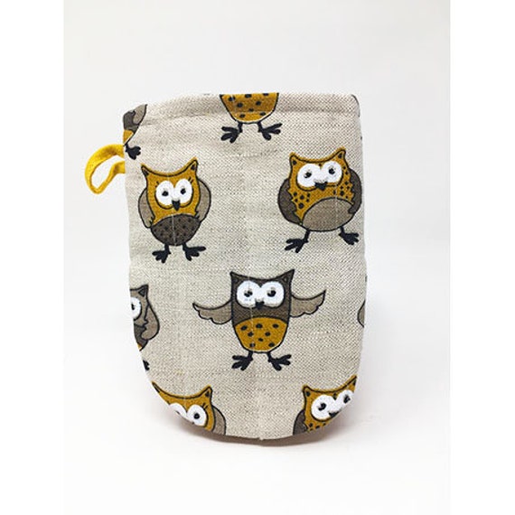 Mitt Oven Glove With Owl Set Of 2 Pc Linen Oven Mitts Etsy