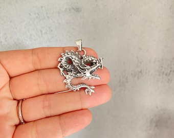 Dragon pendant, Silver dragon necklace, Dragon charm, Dragon jewelry, Dragon Pendant for Men Women, Men necklace, Hand crafted