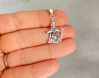 Wizard Pendant, 925 Sterling Silver Wizard Necklace, Wizard jewelry, Wizard gifts, Wizard Charm, Magical world