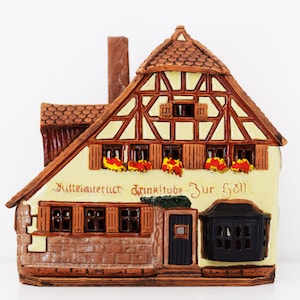 Restaurant Rothenburg, Germany. Ceramic candle house, Ceramic house tealight, Candle holder house, Christmas village houses, Germany decor