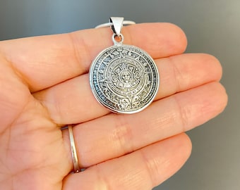 アステカカレンダーネックレス、925スターリングシルバーアステカ