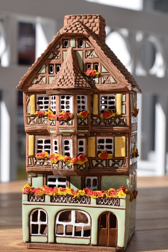 House Alsace France. European Village. Ceramic Candle House