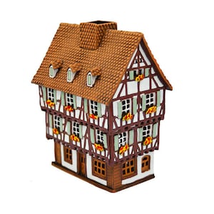 House Alsace, France. European village, Ceramic candle house, Candle holder, Ceramic house tealight, Christmas village houses, France decor