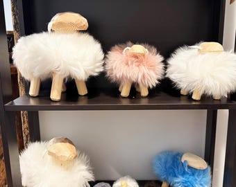 Handmade Sheep Figurines Cute Sheep Gift Handcrafted Authentic Hand Carving Sheep Wool Handmade Home Decor Authentic sheep Wool Sheep Decor