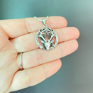 Pentagram Pendant Silver Pentacle Pendant Pagan Jewelry Pentagram necklace Wicca jewelry Reindeer Pentagram Horned God Cernunnos