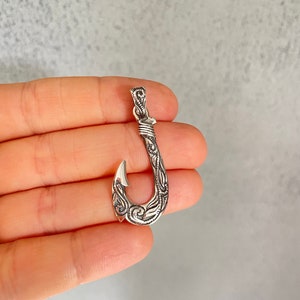 Fish hook pendant Silver fish hook Fish hook necklace Fish hook jewelry Mens jewelry Mans Pendant Necklace Nautical Jewelry Fishing jewelry