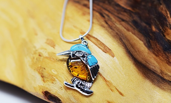 カワセミネックレス、スターリングシルバーカワセミペンダント、鳥