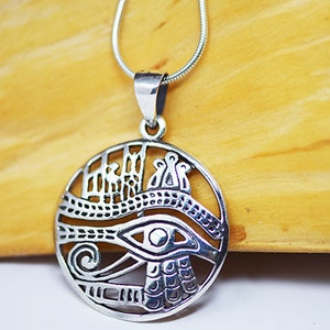 Eye of Horus Necklace, Sterling Silver horus eye, Eye of Ra Necklace, Egyptian Pendant, Horus Eye Necklace, Yoga Necklace, Egyptian jewelry