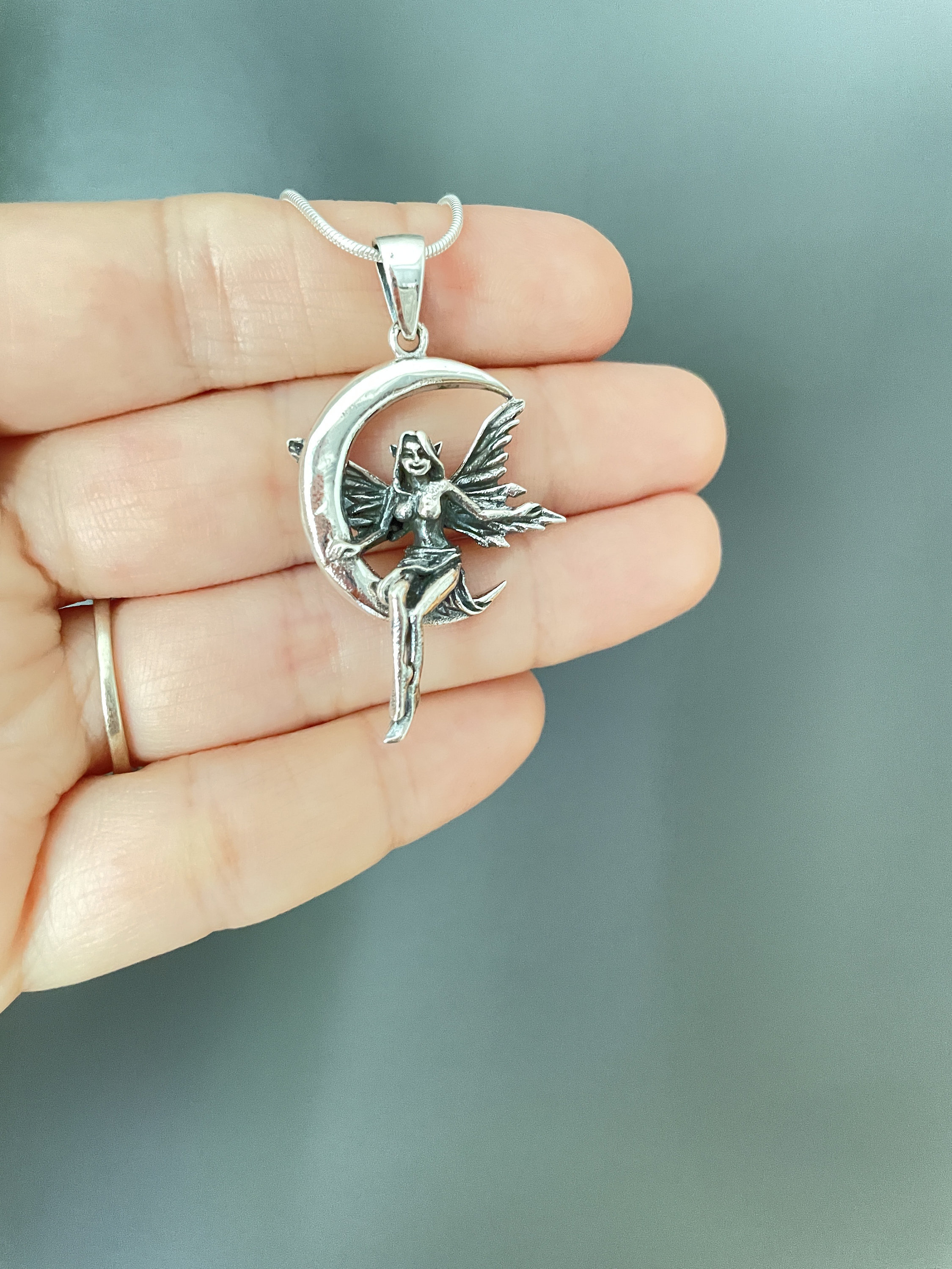 Solid 925 Sterling Silver Woodland Fairy Pendant - Fairycore