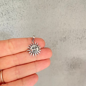 Sun pendant, Sun necklace, Sun Jewelry, Silver Sun, Silver sun necklace, Sun Charm, Sterling Silver 925, Smiling Sun Pendant, Happy Face