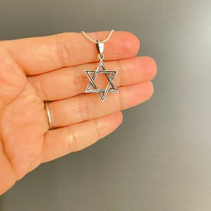 Star of David Necklace, Sterling Silver 925 Star of David Pendant, Jewish jewelry, Jewish necklace, Judaica jewelry, Hanukkah gift