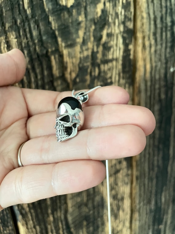Skull Necklace, Sterling Silver Skull Pendant Necklace