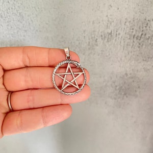 Pentacle necklace, Sterling Silver Pentagram Pendant, Wiccan Jewelry, Pagan Jewelry, Pentagram necklace, Wicca jewelry, Pentacle Snake