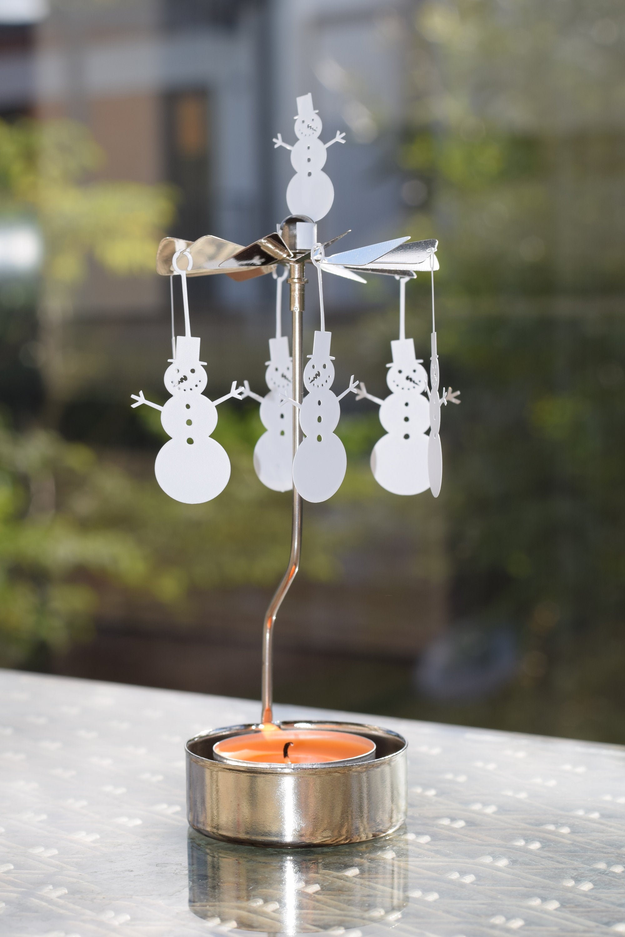 not included Snowman Candle Holder-Metal-Holds Large Candle or Flameless Candle 