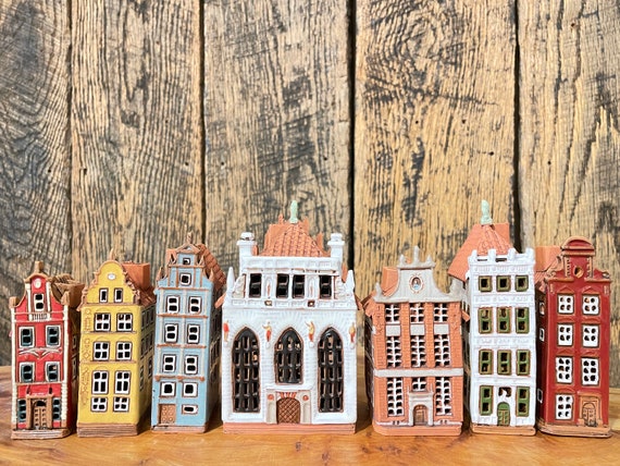 Set Polish Mini Houses Ceramic House Tealight Candle Holder