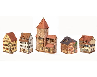 Houses Germany, Bavaria, Rothenburg, Ceramic candle house, Ceramic house tealight, Christmas village houses, Germany decor, German gifts