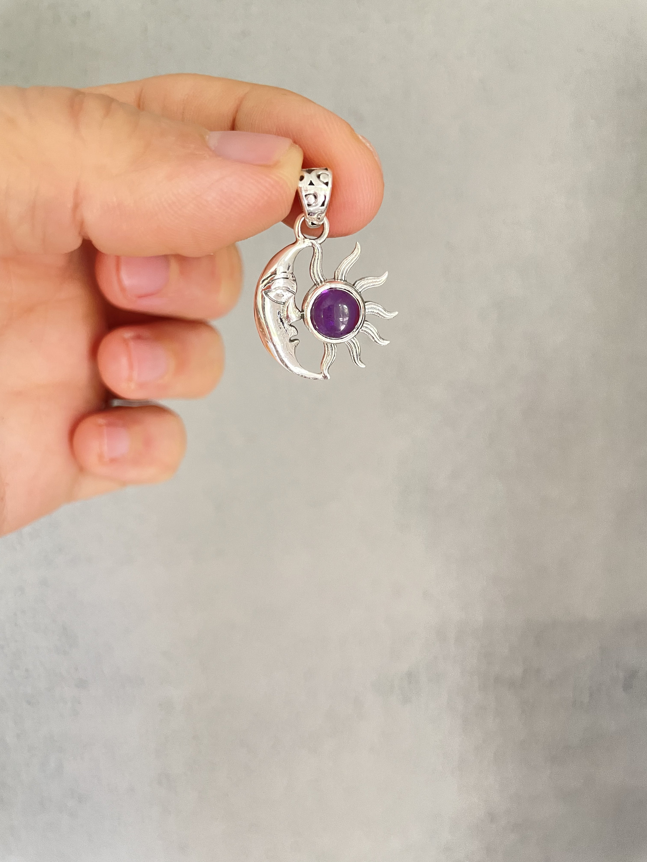Sun and Crescent Pendant Sun Pendant Sterling Silver 925 | Etsy