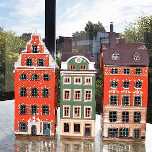 Real houses Stockholm, Sweden. Ceramic house tealight. Swedish Christmas. Ceramic candle house. Swedish houses. Swedish gifts. Swedish decor