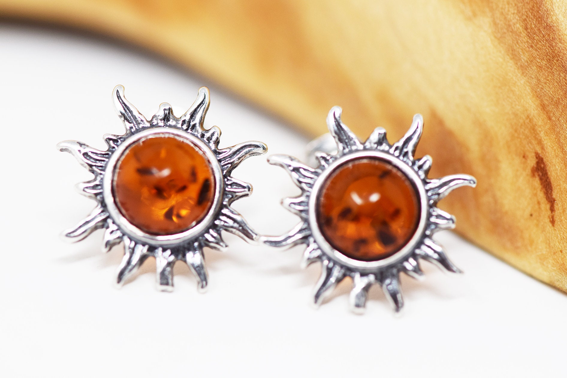 Amber Sun Earrings - Etsy