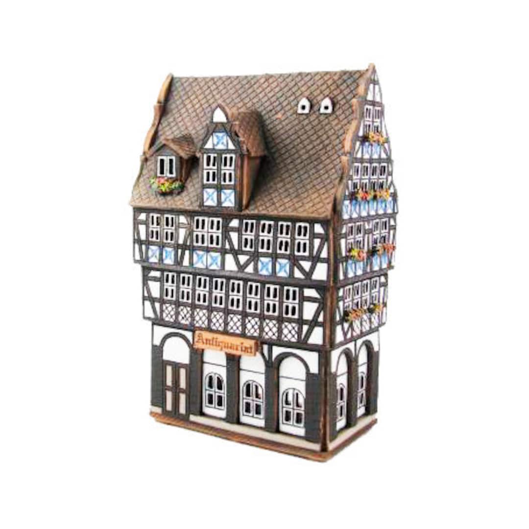 ドイツ製 置物 未使用品有名な街並みを再現した陶器のキャンドルハウス